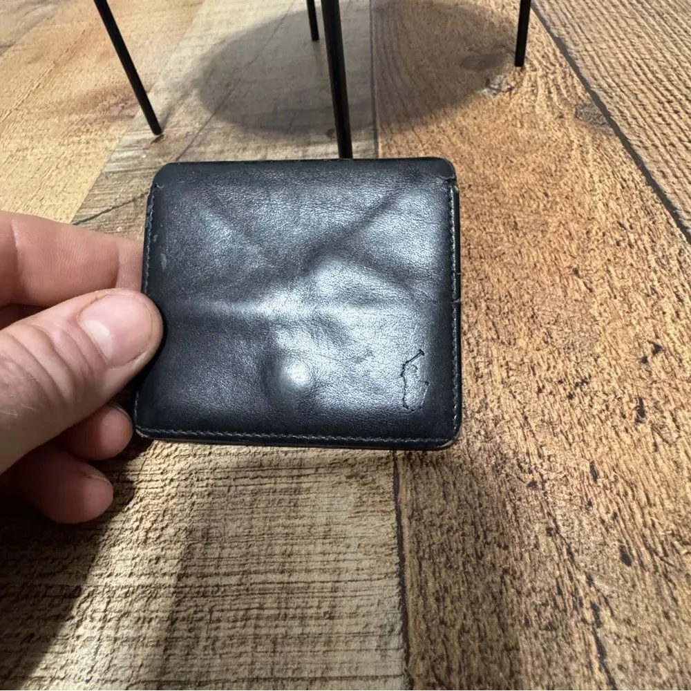 Polo Ralph Lauren Vintage Collapsible Black Leather Coin Pouch